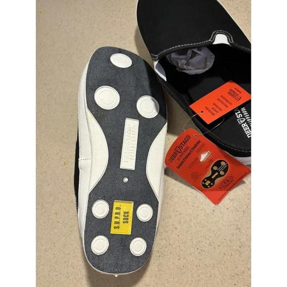 DEER STAGS Slipperooz Spike Slippers Mens 12 M Black Canvas Mule Shoes NWB - Picture 3 of 4